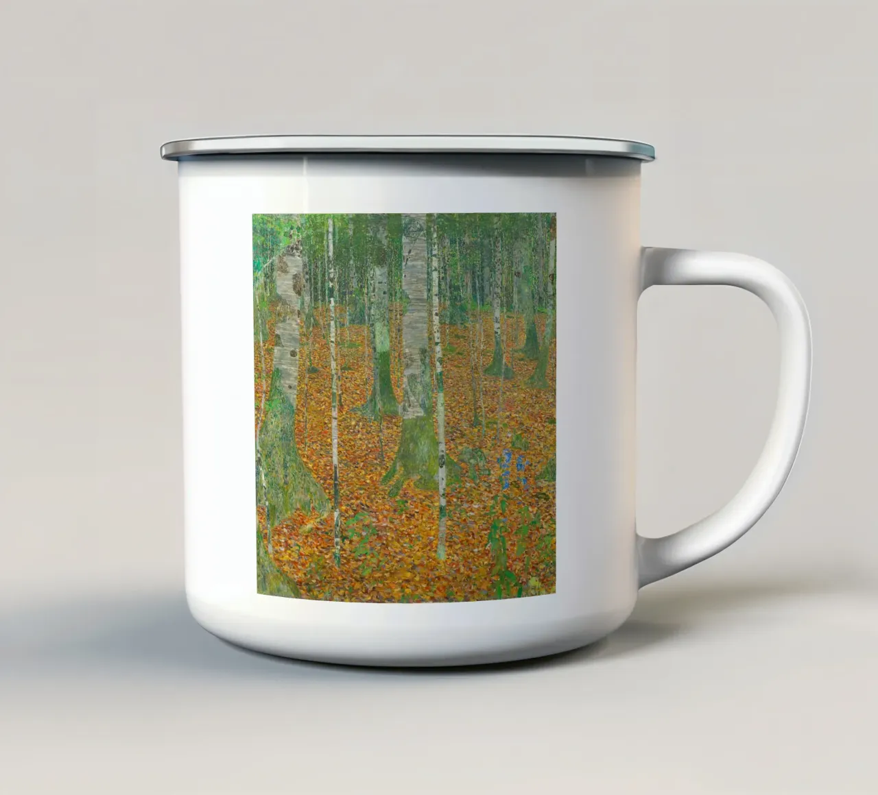 Bosco di betulle (1903) di Gustav Klimt tazza in smalto da Classic Art Prints