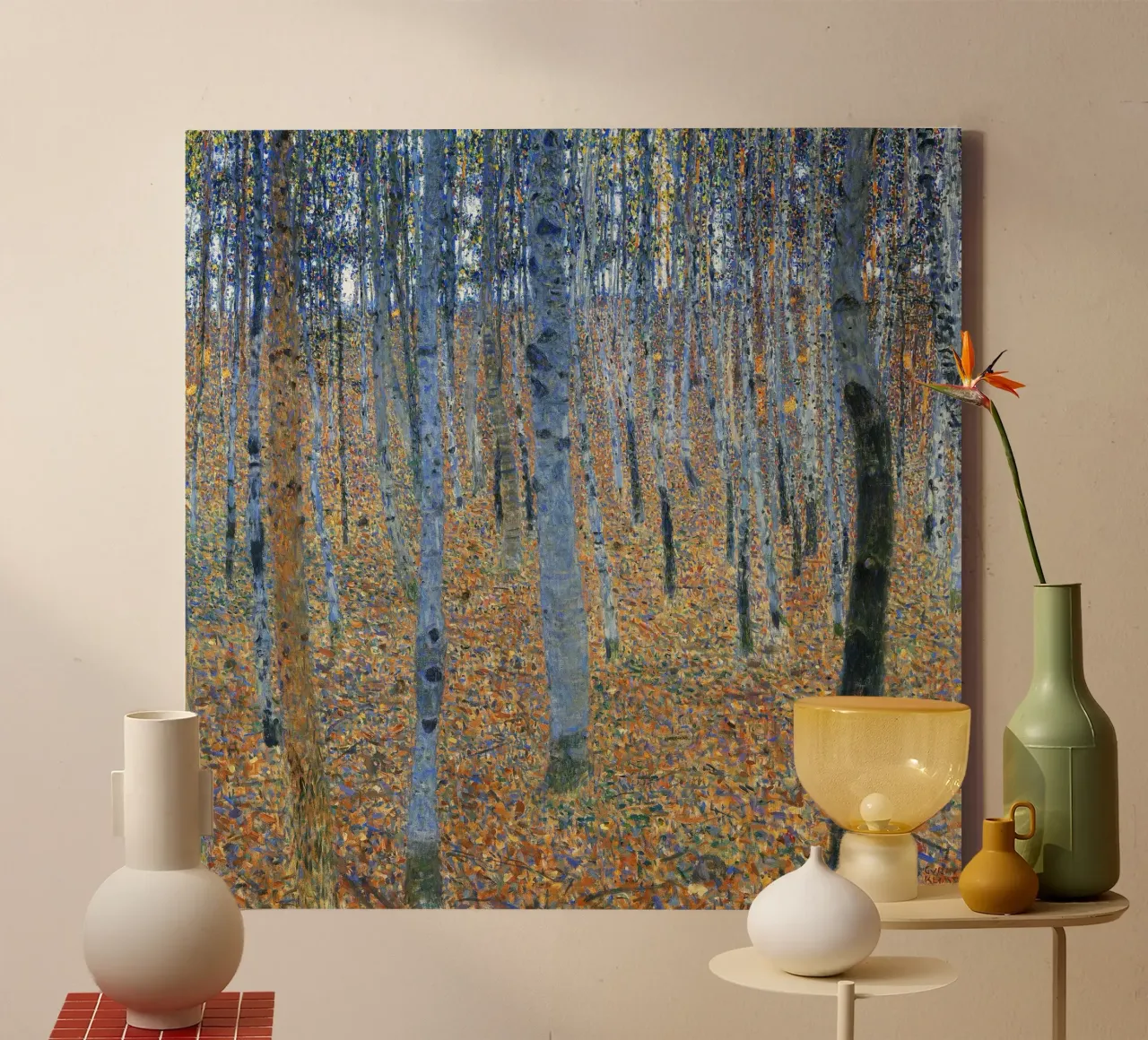 Beech Grove I (1902) by Gustav Klimt canvas with Floater frame by Classic Art Prints