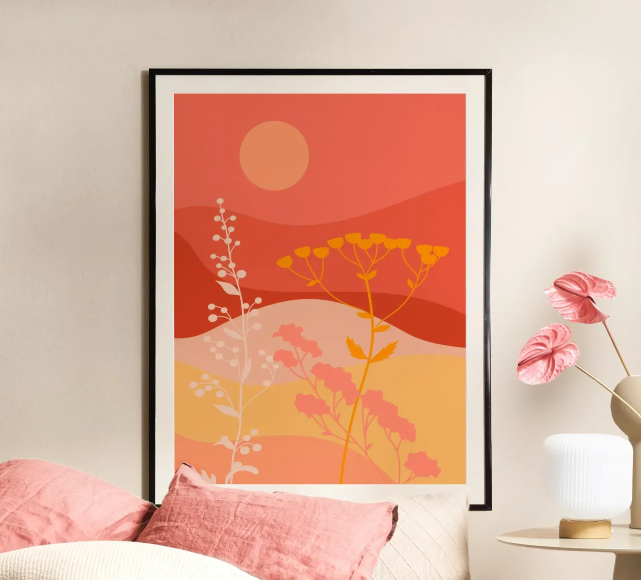 Zonsondergang Weide poster van LeaDArt