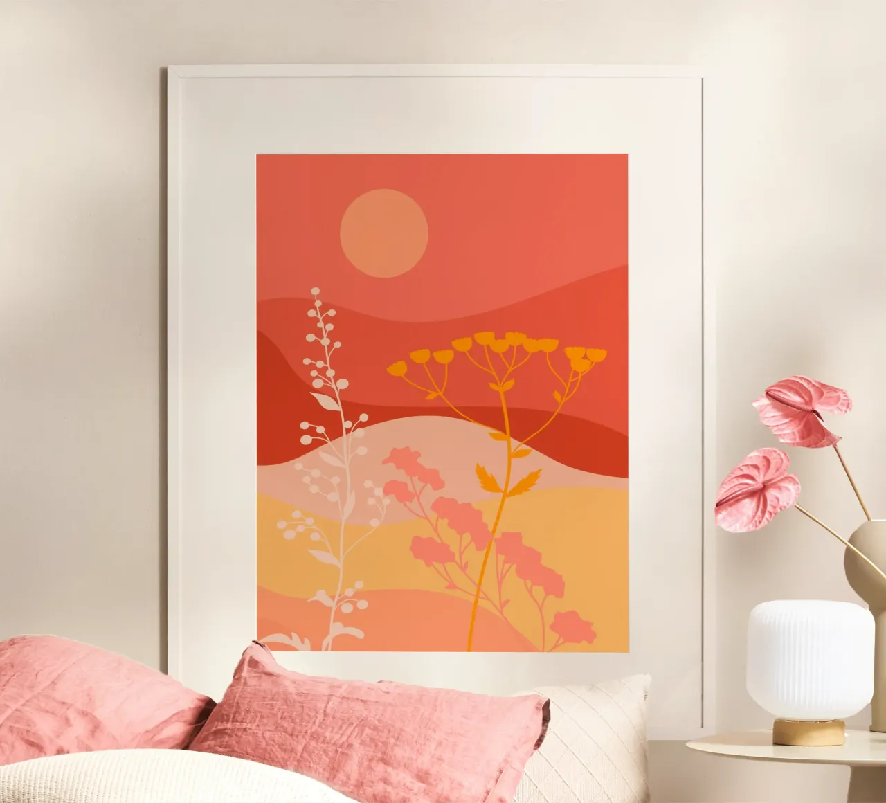 Zonsondergang Weide poster van LeaDArt
