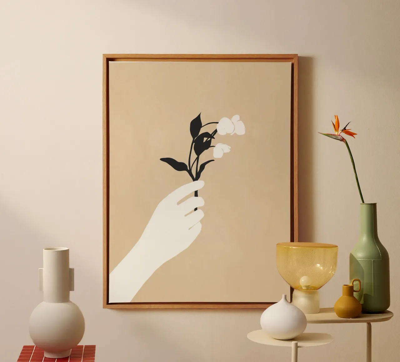 Tenere in mano un fiore tela con Cornice a cassetta da LeaDArt