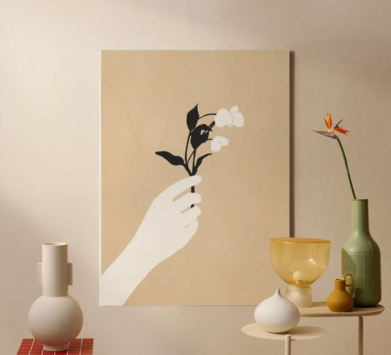 Tenere in mano un fiore tela con Cornice a cassetta da LeaDArt
