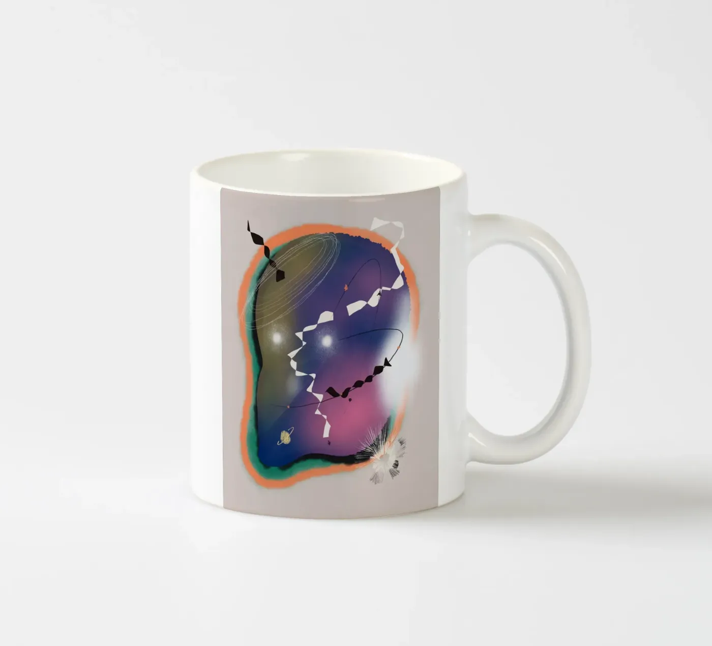 Cosmic composition 06 ceramic mug by Little Dean
