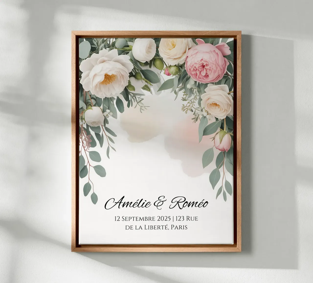 Aanpasbare pastel bloemen trouwposter canvas met Baklijst van Beyond the Brush