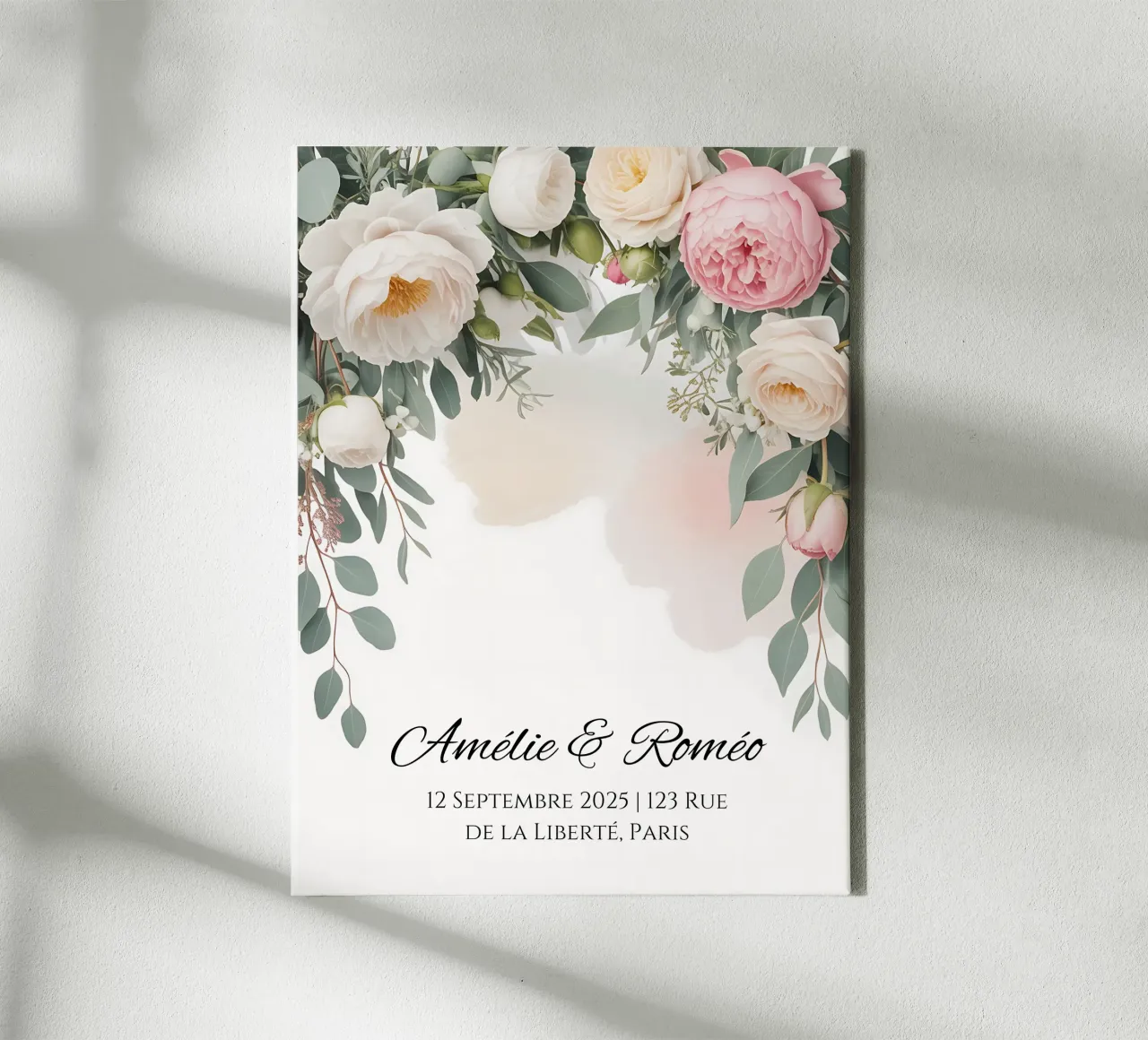 Aanpasbare pastel bloemen trouwposter canvas met Baklijst van Beyond the Brush