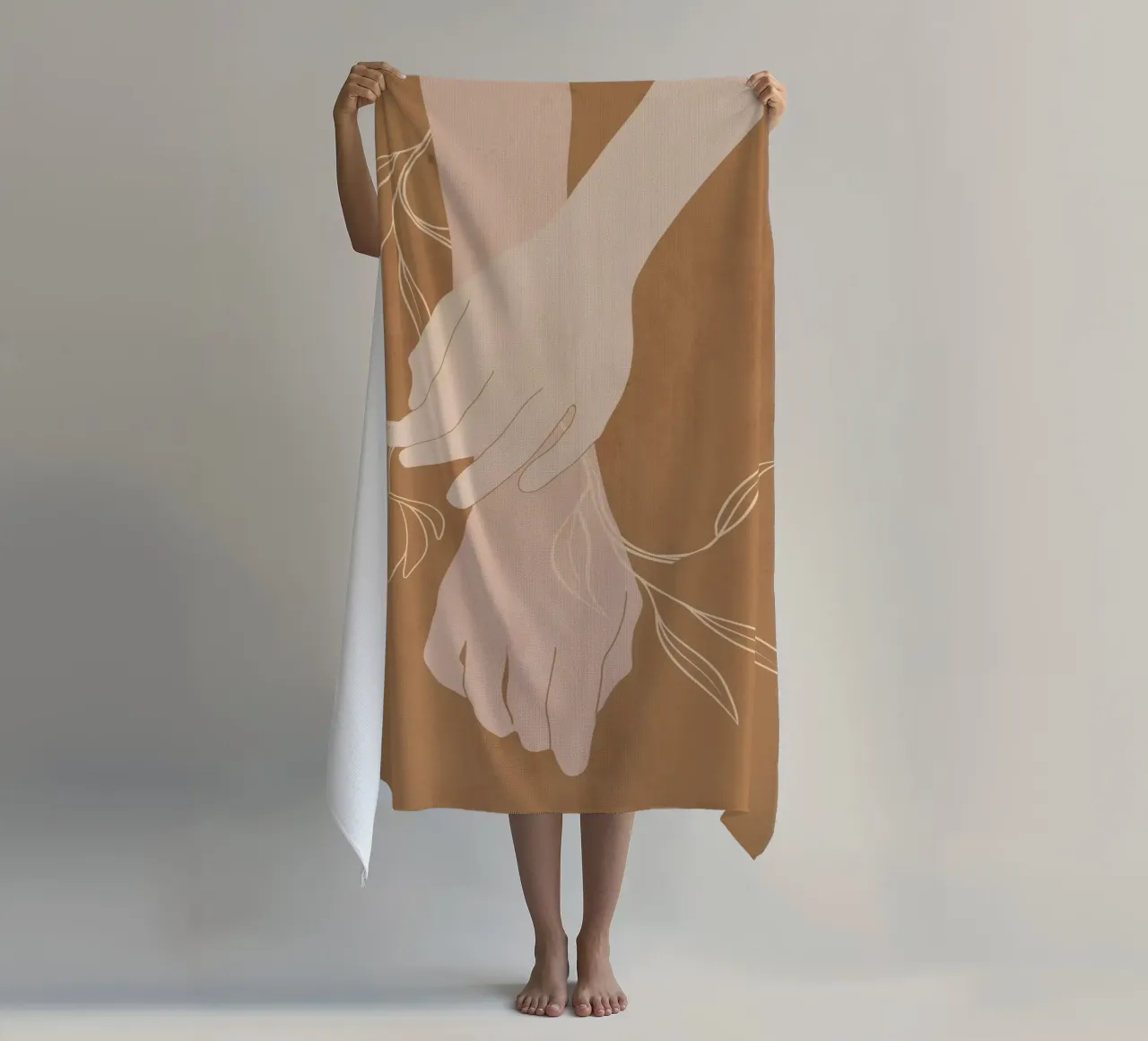 Mano in fiore telo mare da LeaDArt