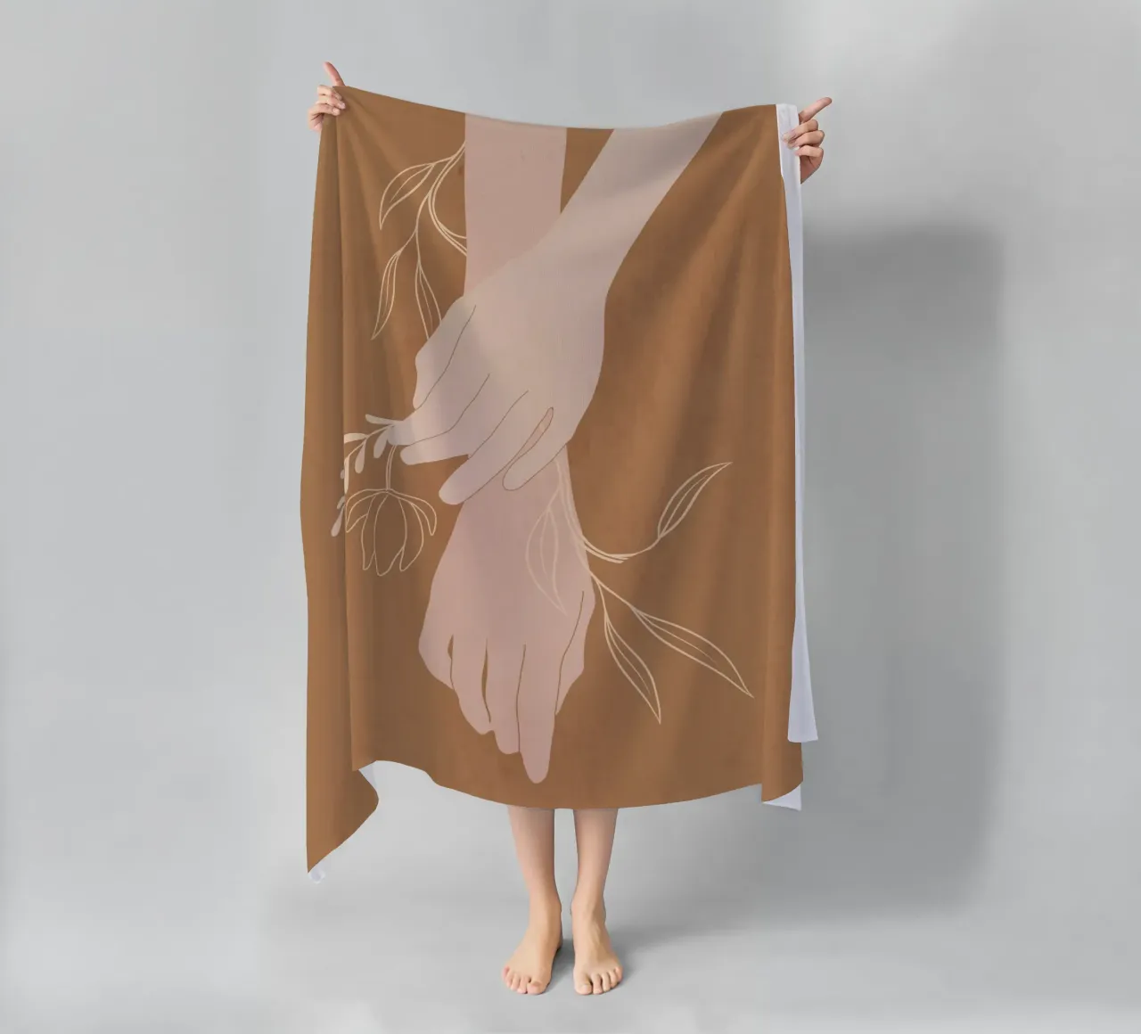 Mano in fiore telo mare da LeaDArt