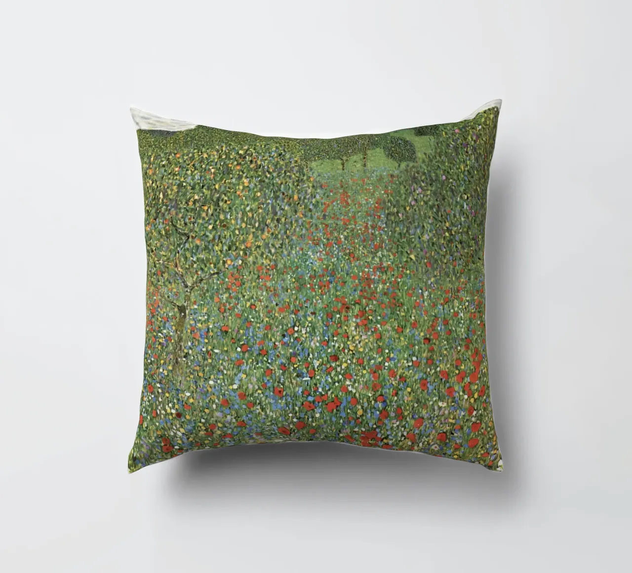 Poppy Field (1907) by Gustav Klimt decorative cushion by Art History