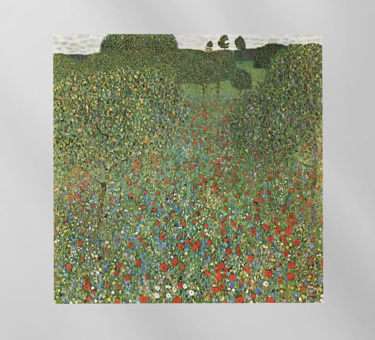 Campo di papaveri (1907) di Gustav Klimt pellicola backlit da Art History