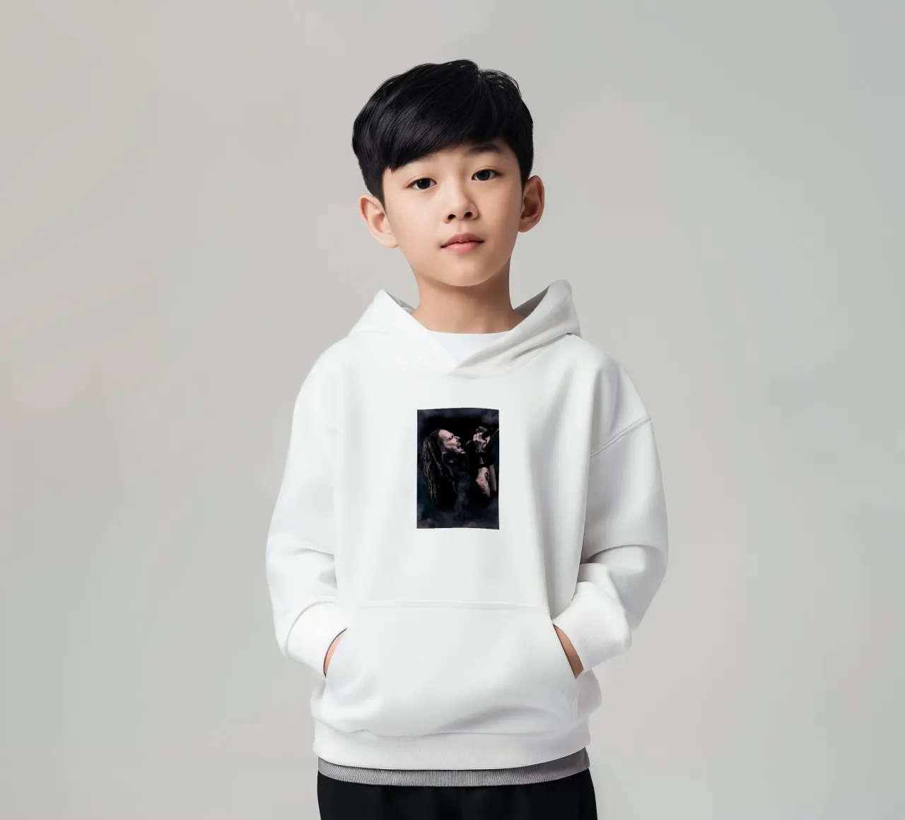 Jonathan Davis iconic style felpa bambino con cappuccio da Lembayung art