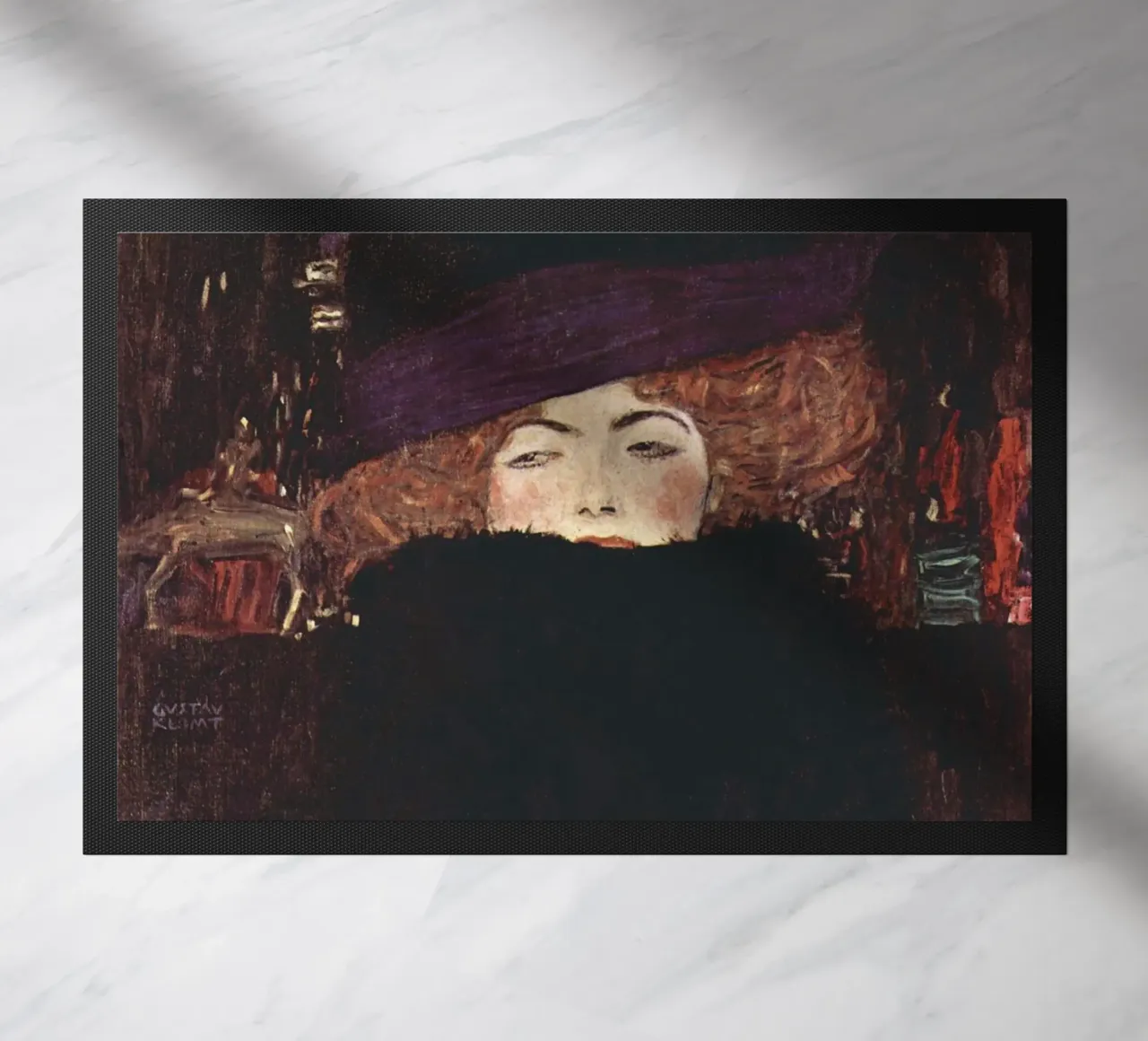Signora con cappello di pelliccia e boa di Gustav Klimt zerbino da Art History