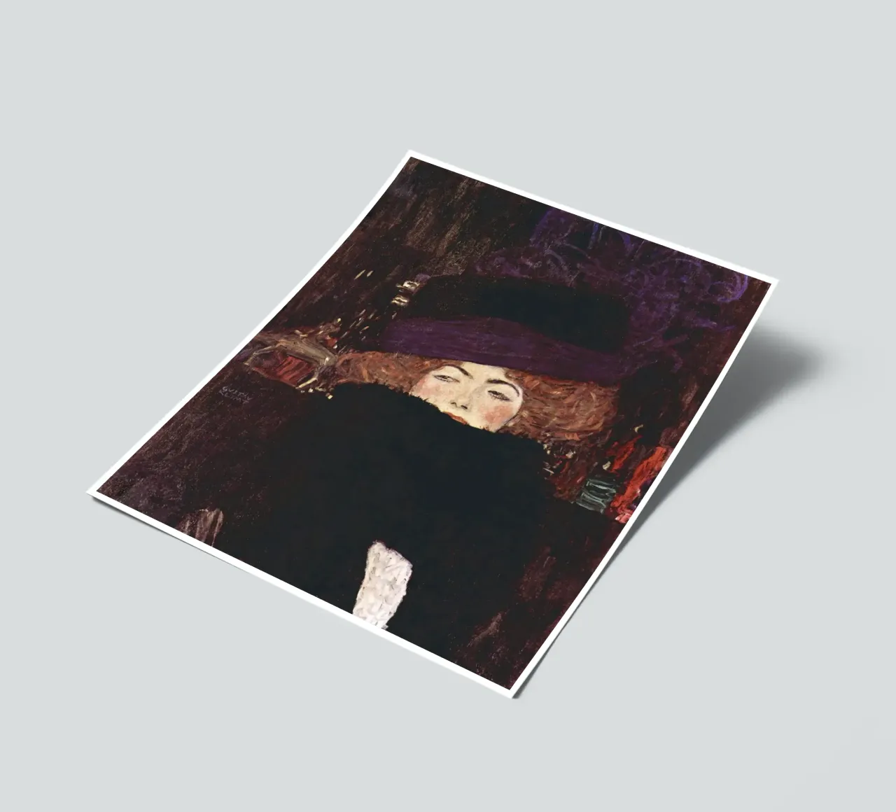 Lady in fur hat and boa by Gustav Klimt sticker sheet by Art History