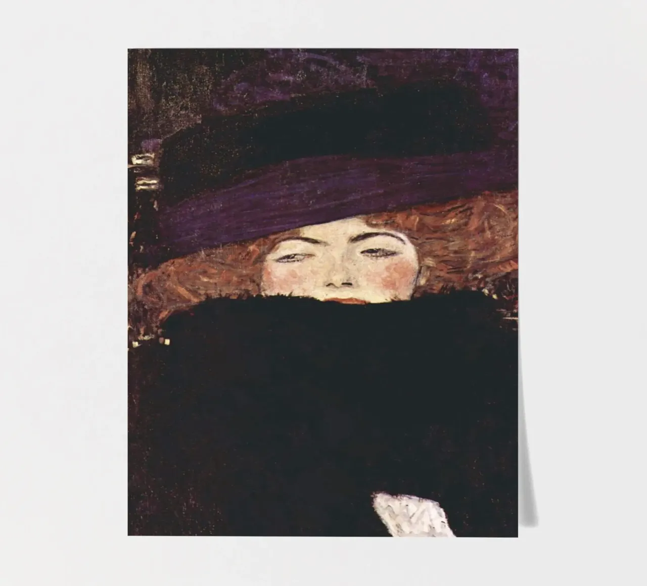 Lady in fur hat and boa by Gustav Klimt sticker sheet by Art History