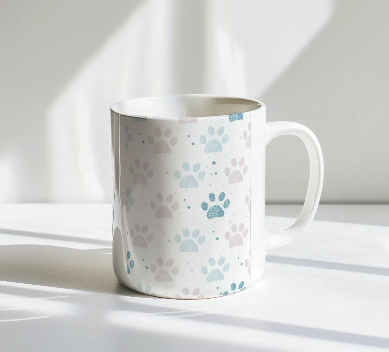 Impronte di zampe blu e rosa tazza in ceramica da gulsengunel