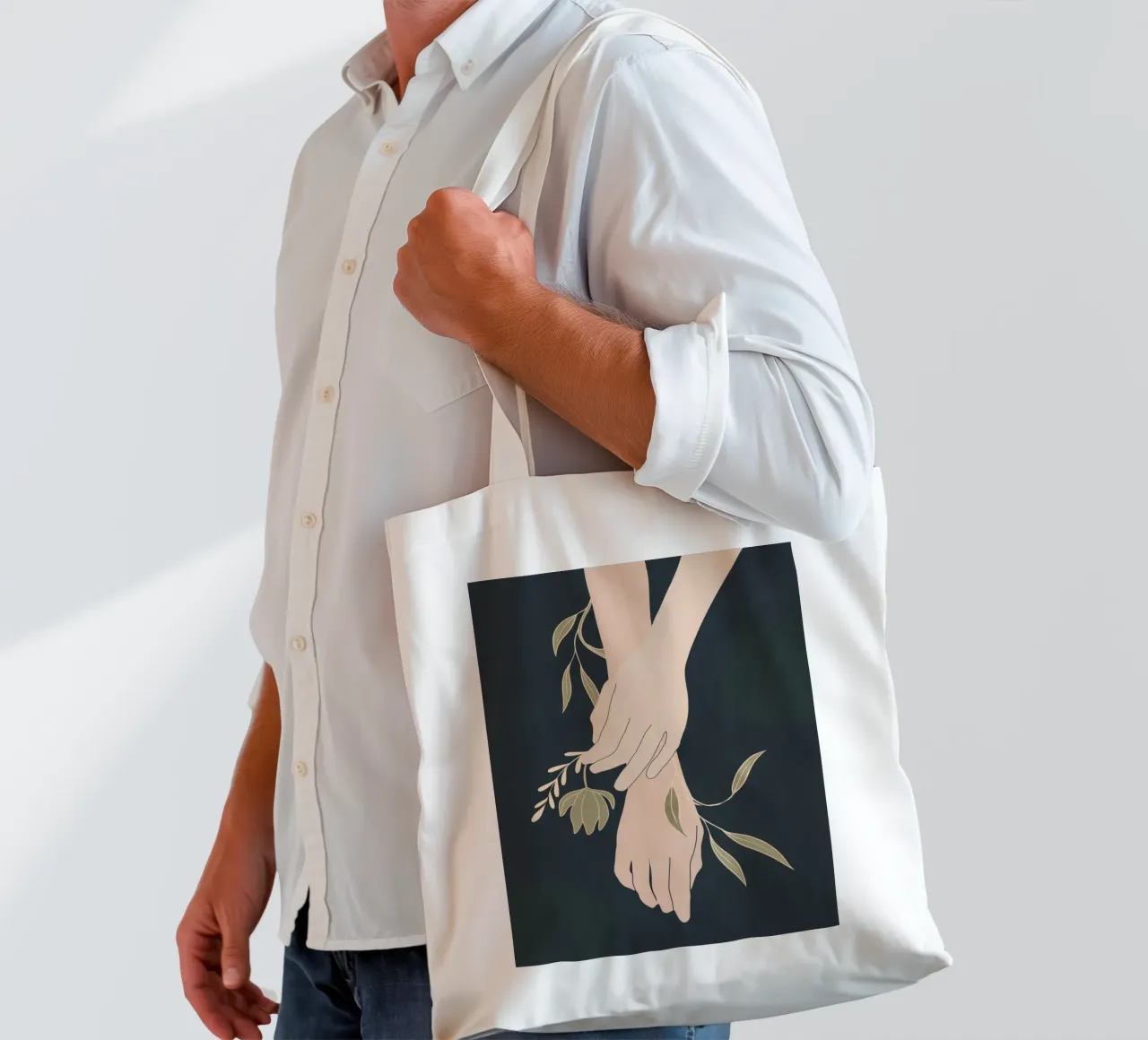 Mano in fiore 2 borsa in juta da LeaDArt