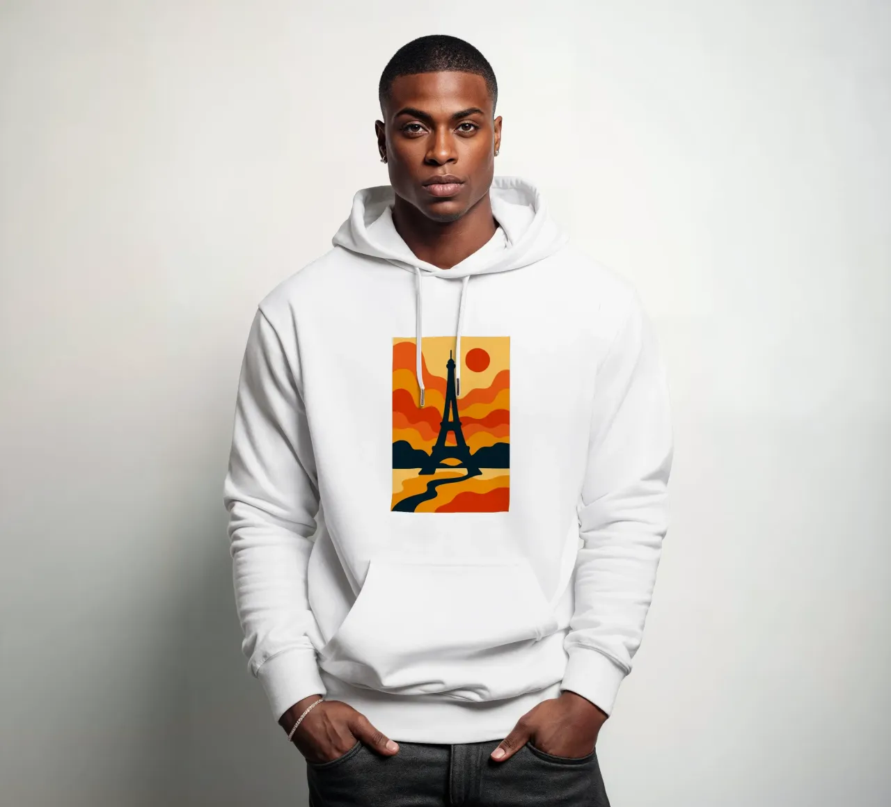 Eiffel Sunset felpa con cappuccio da JETLAG | affiches voyage