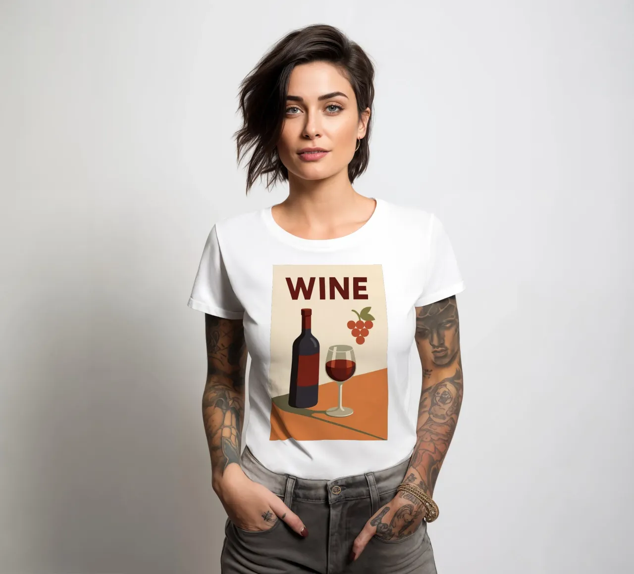 WINE - The elegance of the grape, the warmth of the wine women's fitted t-shirt by Boissons - Affiches & posters - Retro