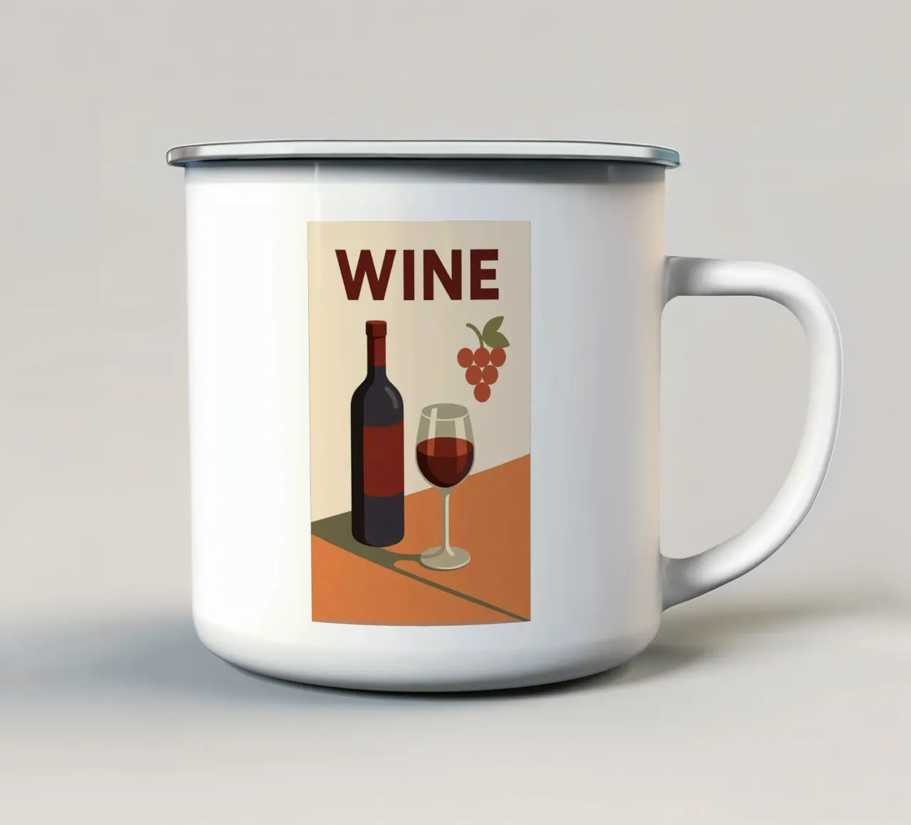 WINE - The elegance of the grape, the warmth of the wine enamel mug by Boissons - Affiches & posters - Retro