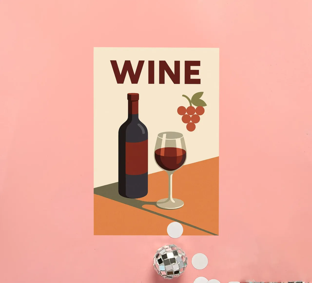 WINE - The elegance of the grape, the warmth of the wine sticker by Boissons - Affiches & posters - Retro