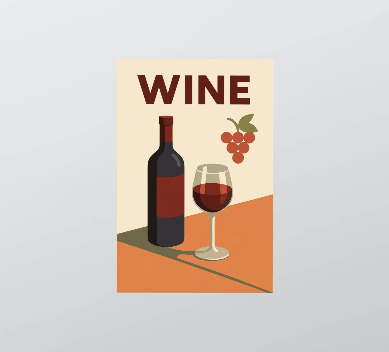 WINE - The elegance of the grape, the warmth of the wine sticker by Boissons - Affiches & posters - Retro
