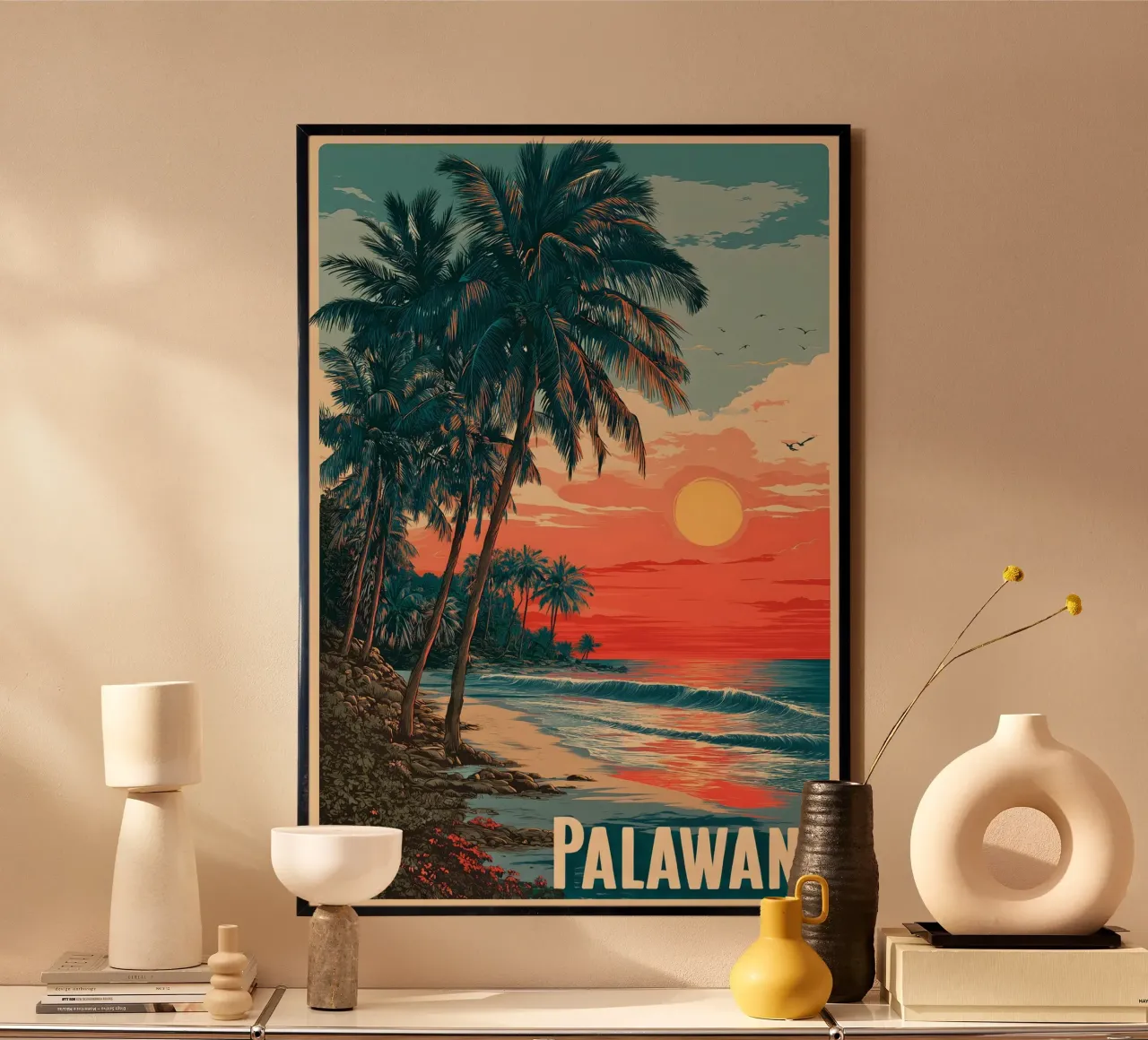 Poster di viaggio vintage di Palawan poster con telaio in plastica da Vintage Travel Art