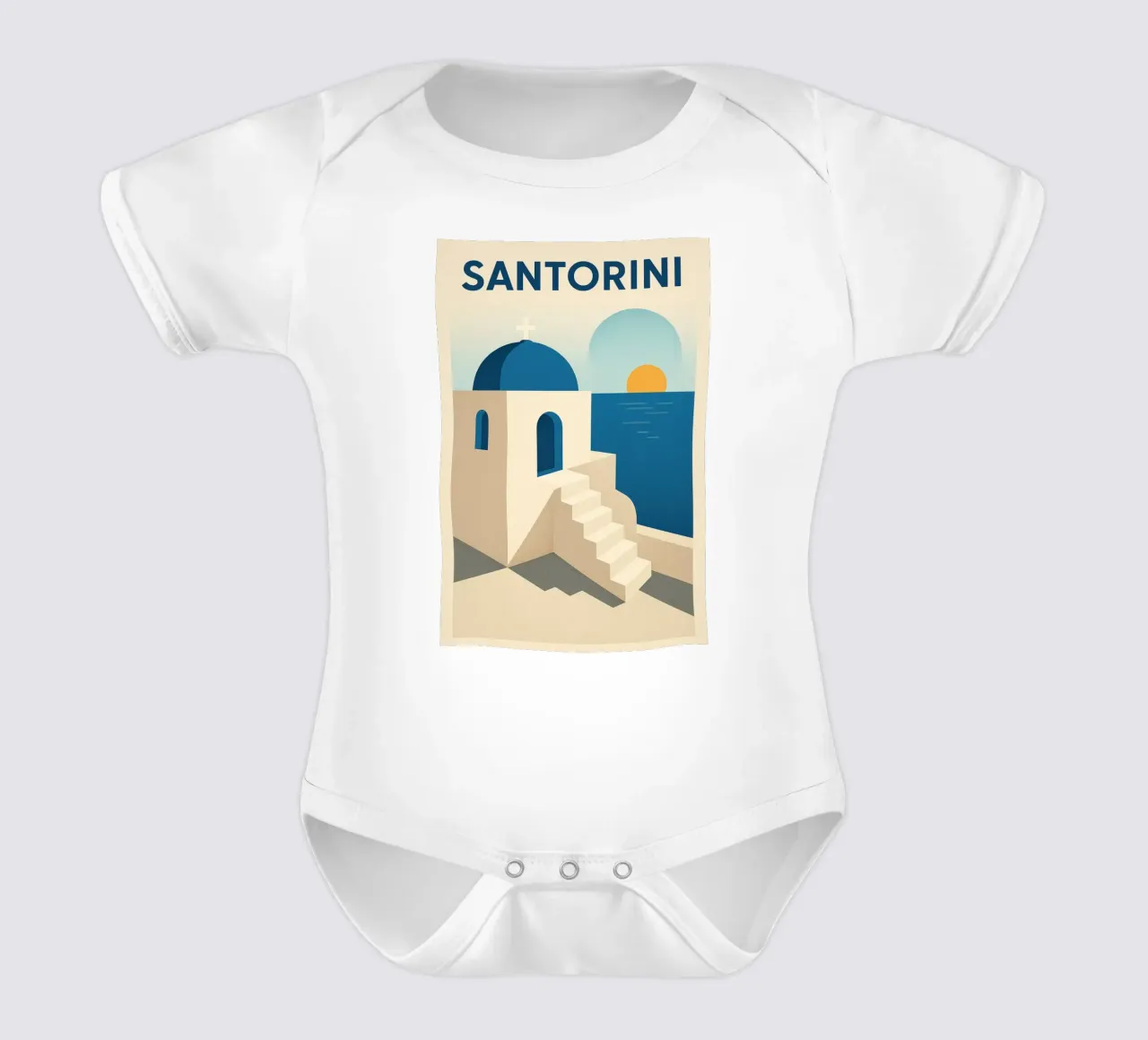 Santorini - El azul de los sueños body de bebé de JETLAG | affiches voyage