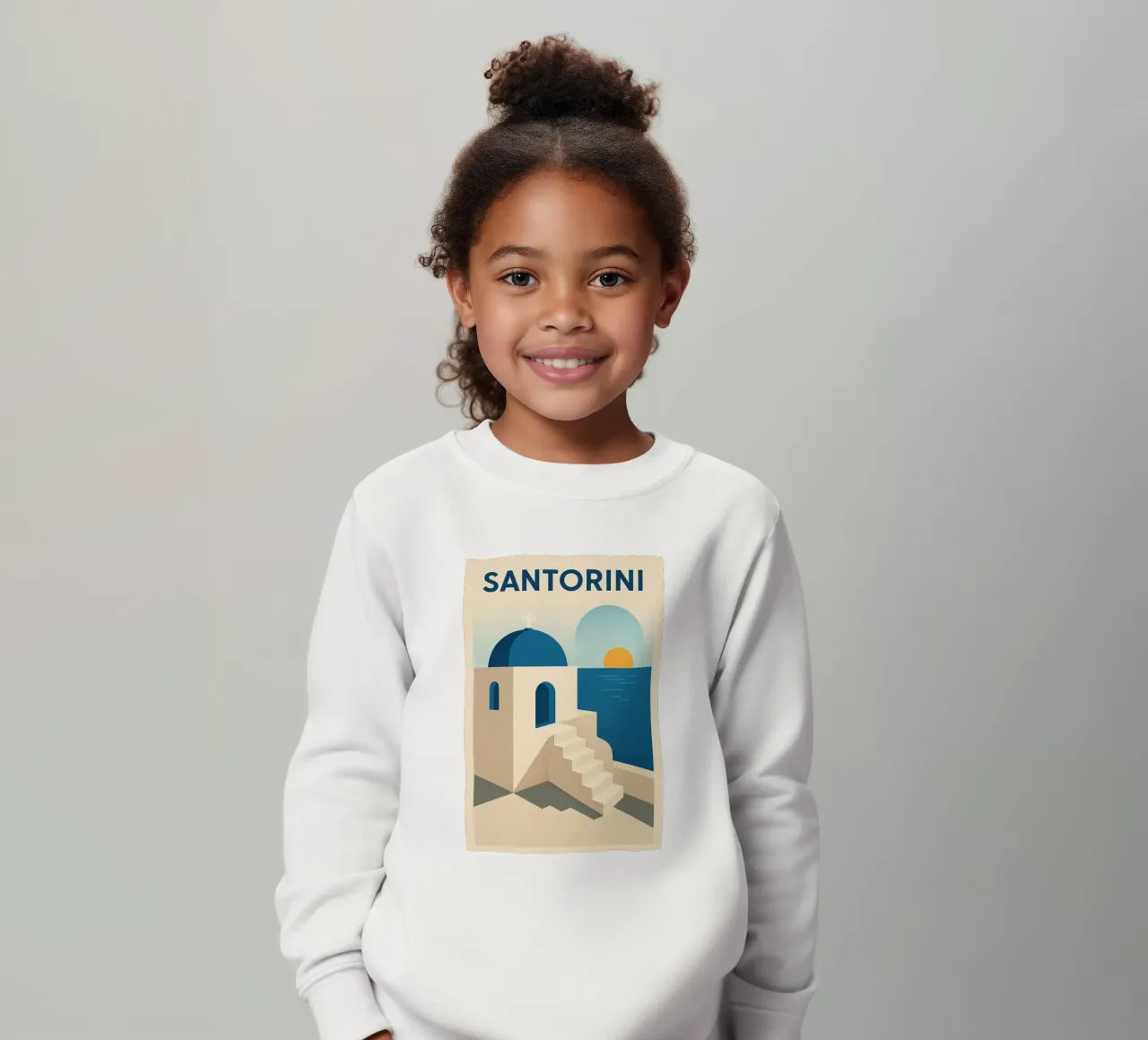 Santorini - El azul de los sueños sudadera para niño de JETLAG | affiches voyage