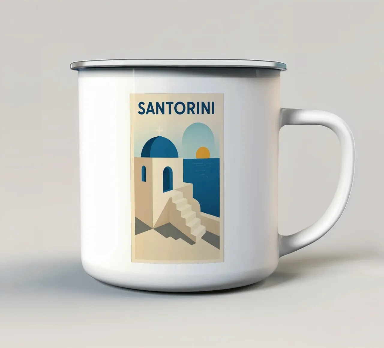 Santorini - Il blu dei sogni tazza in smalto da JETLAG | affiches voyage