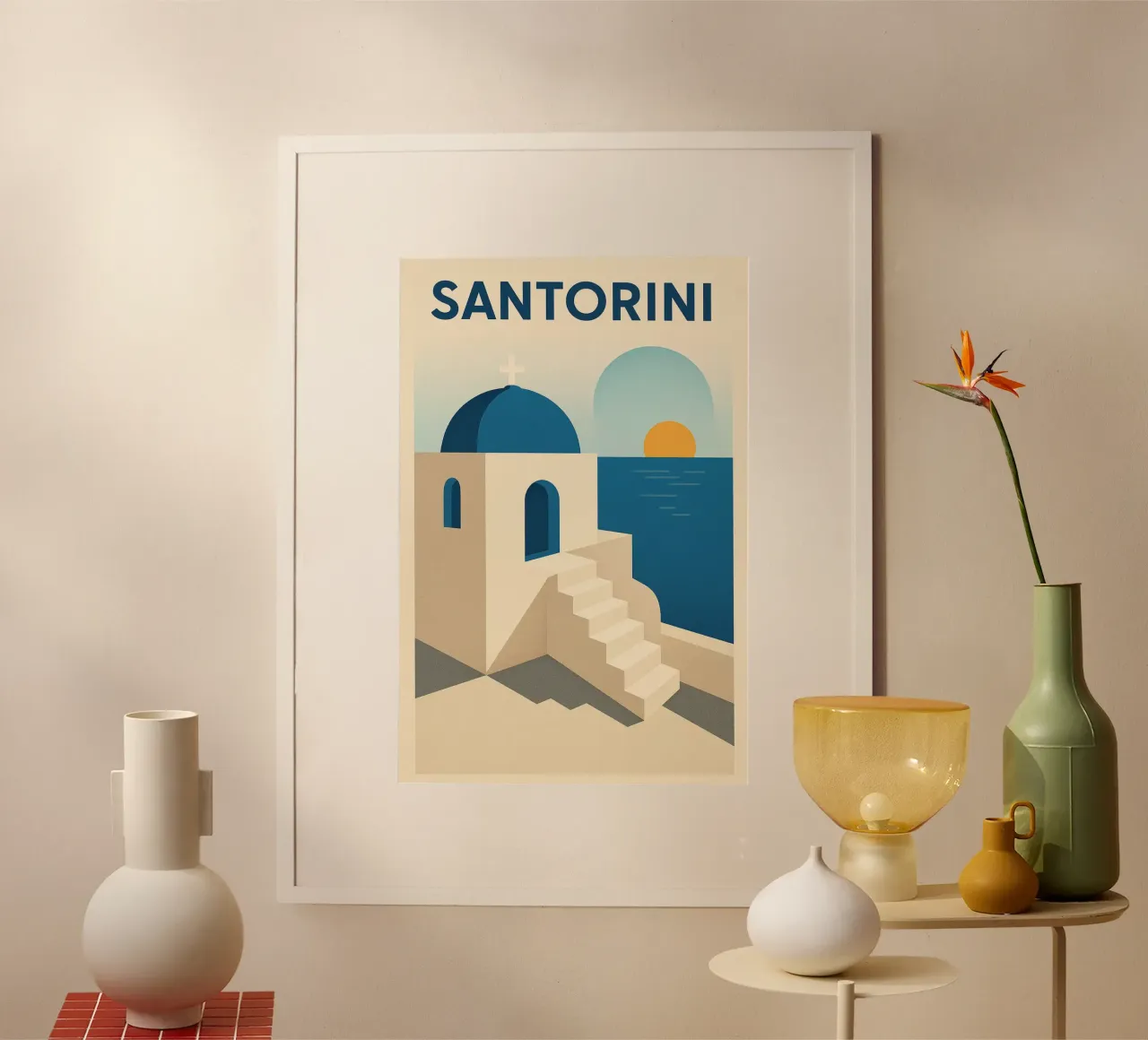 Santorini - El azul de los sueños hahnemühle de JETLAG | affiches voyage