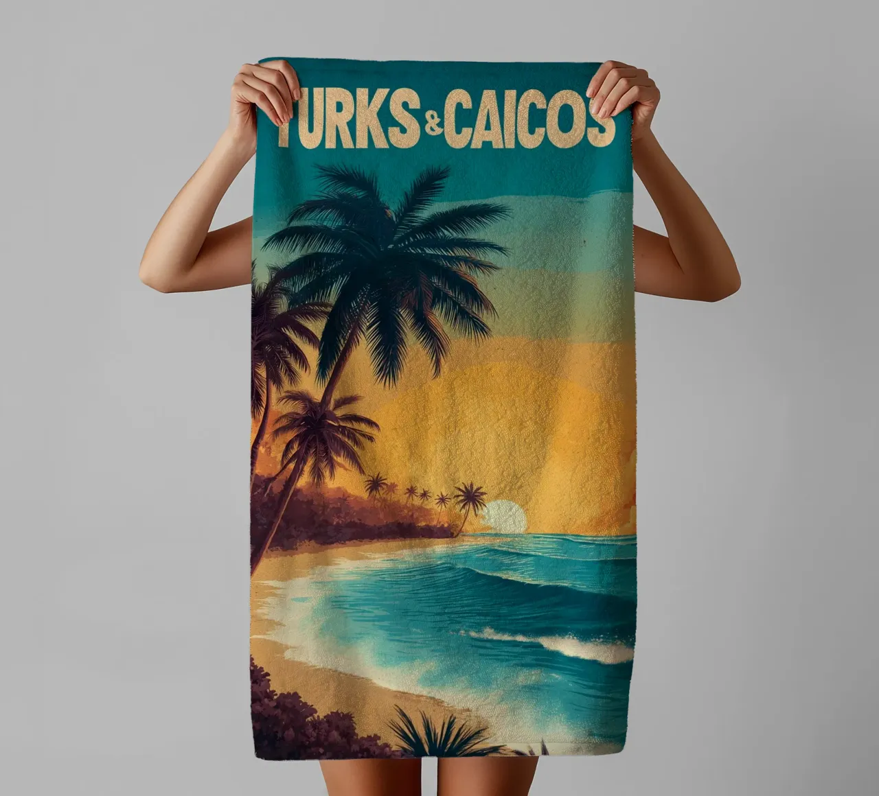 Isole Turks e Caicos asciugamano da bagno da Vintage Travel Art