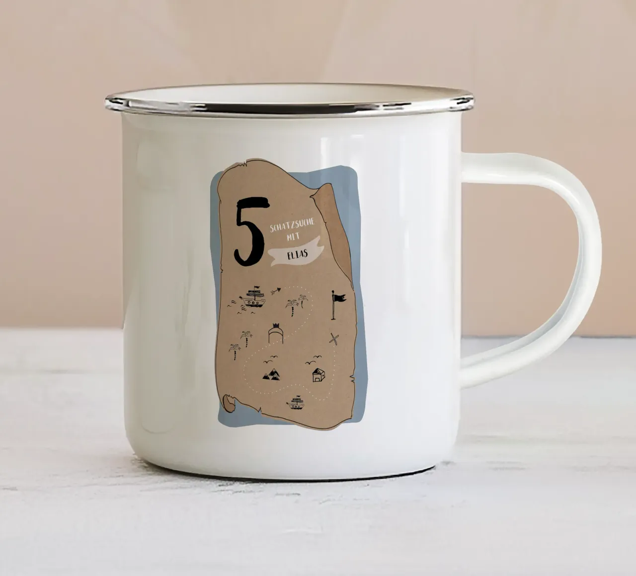 Caccia al tesoro tazza in smalto da Kartenliebe