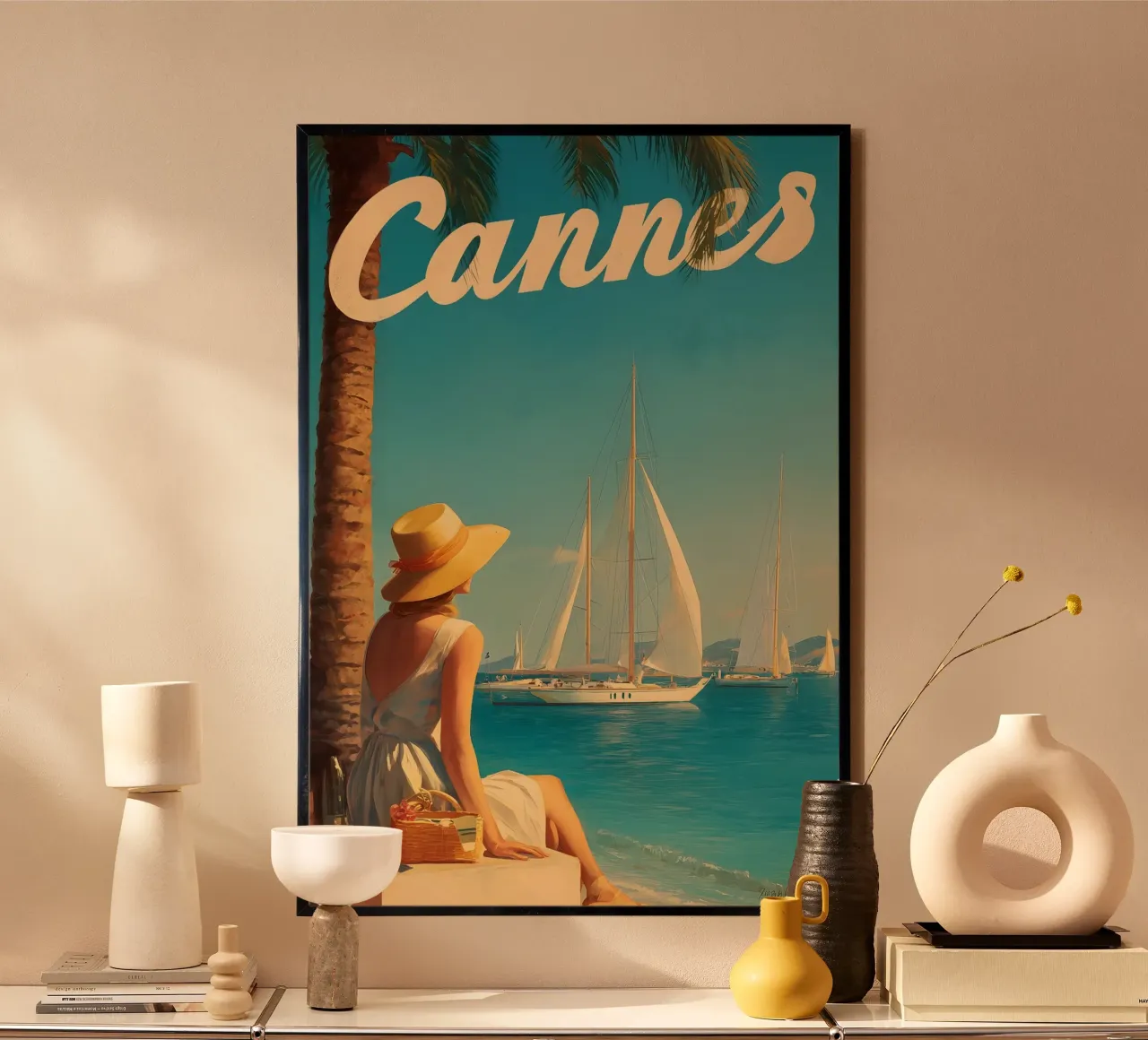 Manifesti di viaggio d'epoca di Cannes carta hahnemühle da Vintage Travel Art