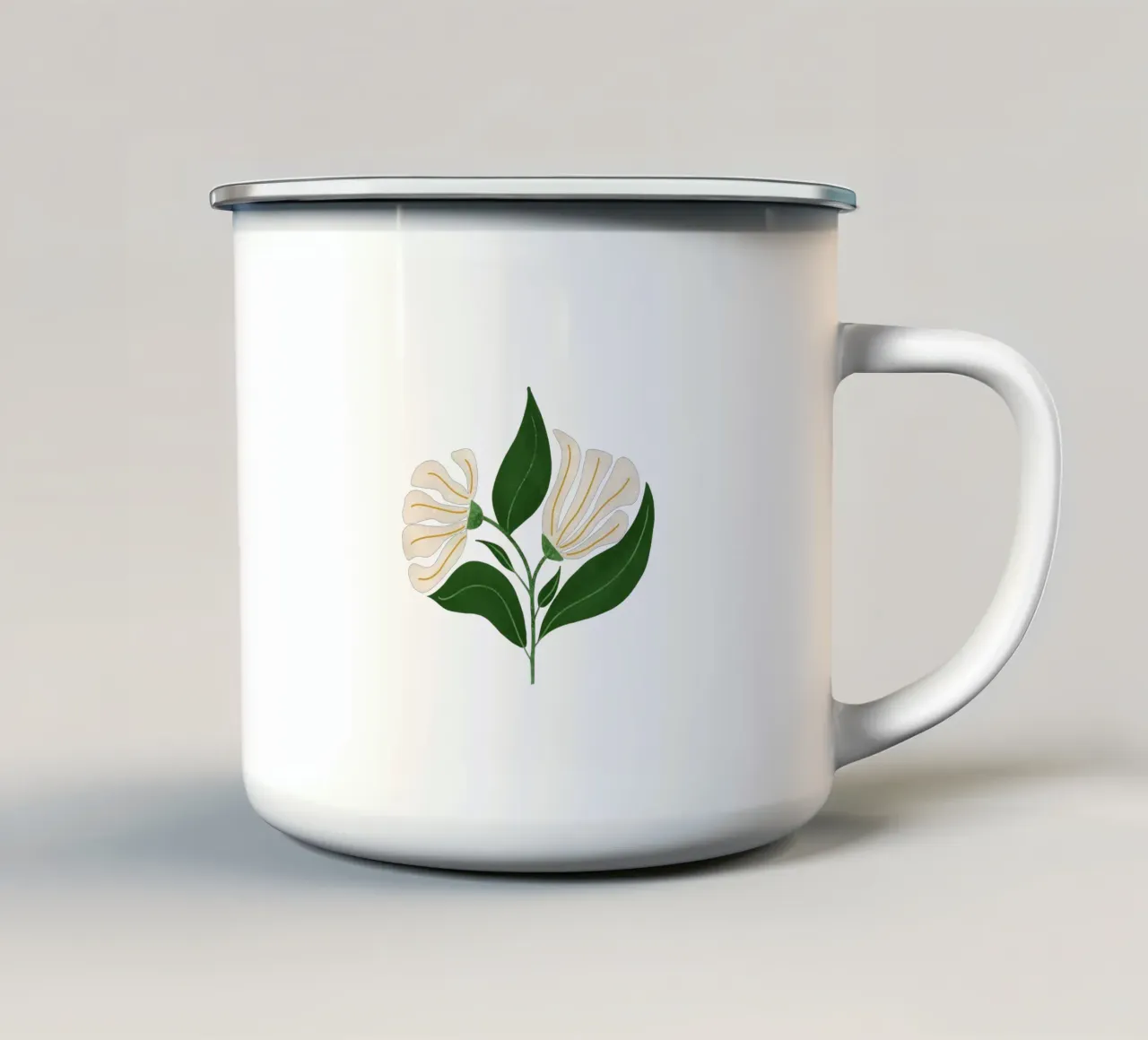 Fiori crema retrò anni '70 - verde acqua tazza in smalto da susanacosta