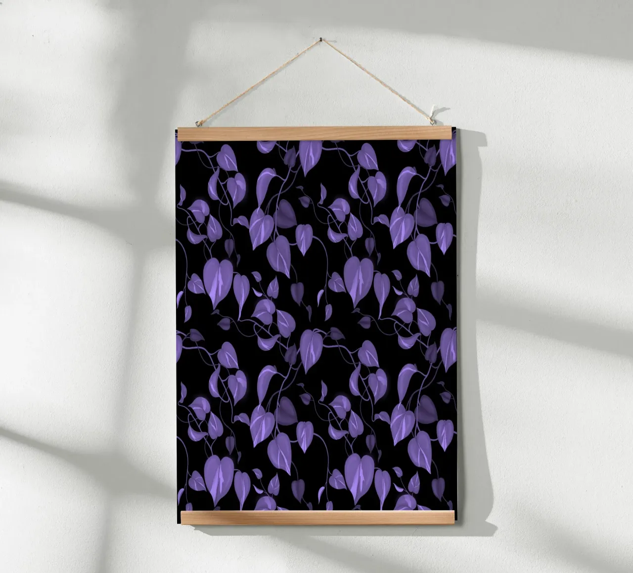 Philodendron Purple poster with wooden frame by Vivi Nicolin