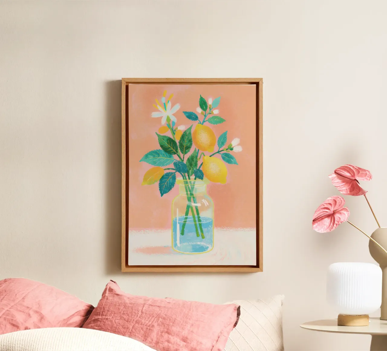 Lemon Bloom in a Jar toile avec Caisse américaine de Attaboy Dsgn