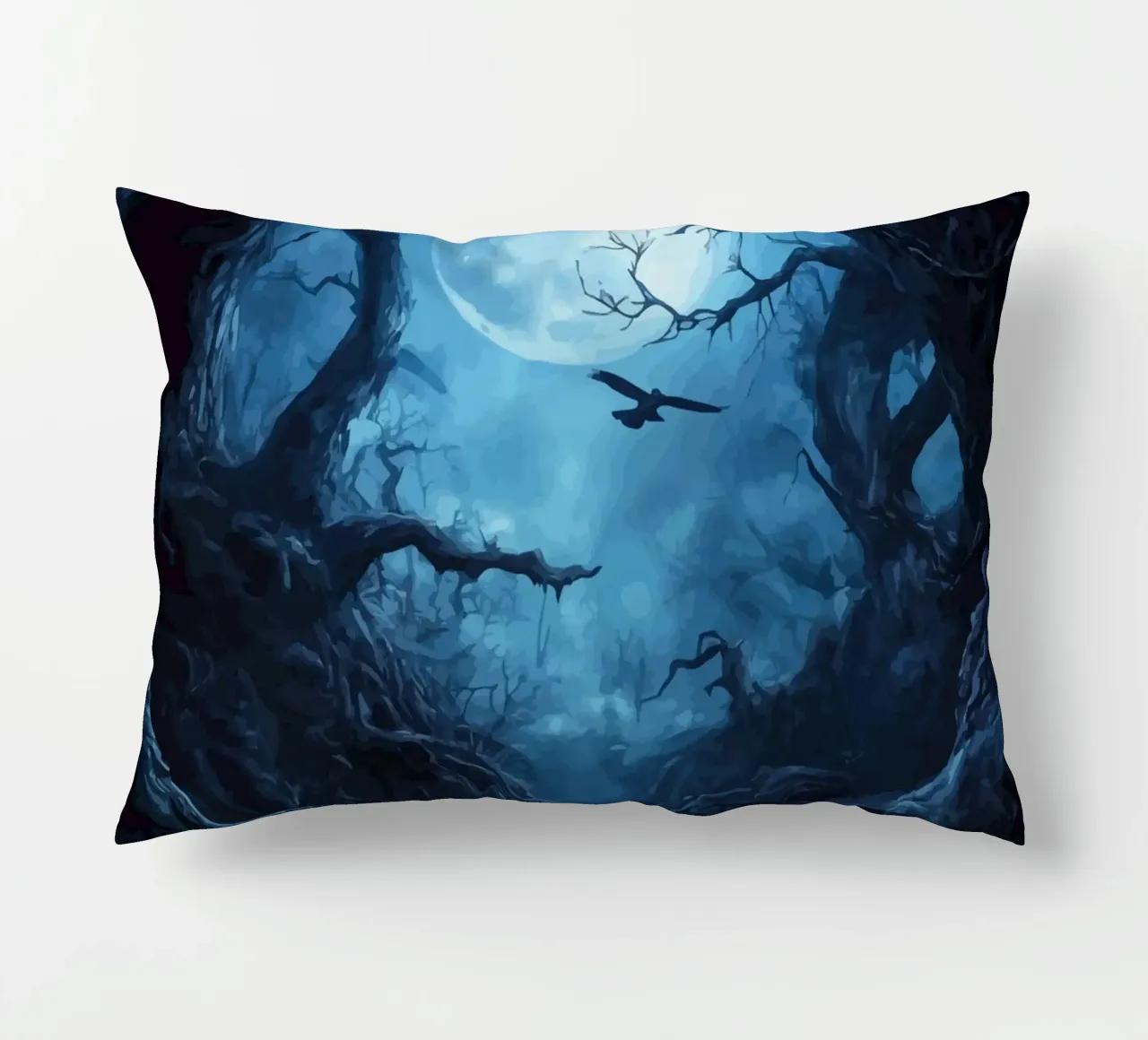 Sentiero nella foresta buia e illuminata dalla luna cuscino da pixelbull - medieval art and more