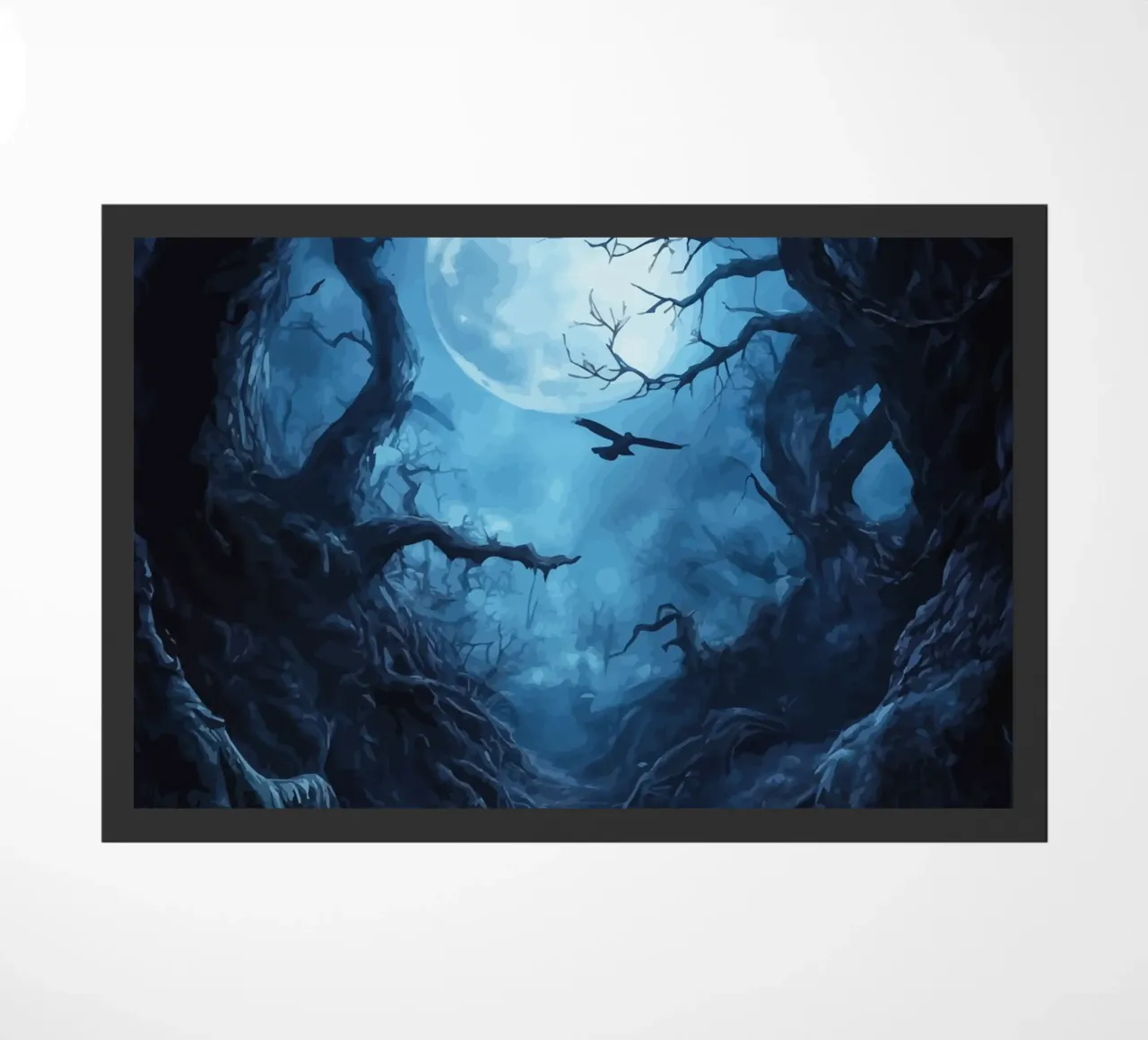 Path in the dark moonlit forest doormat by pixelbull - medieval art and more