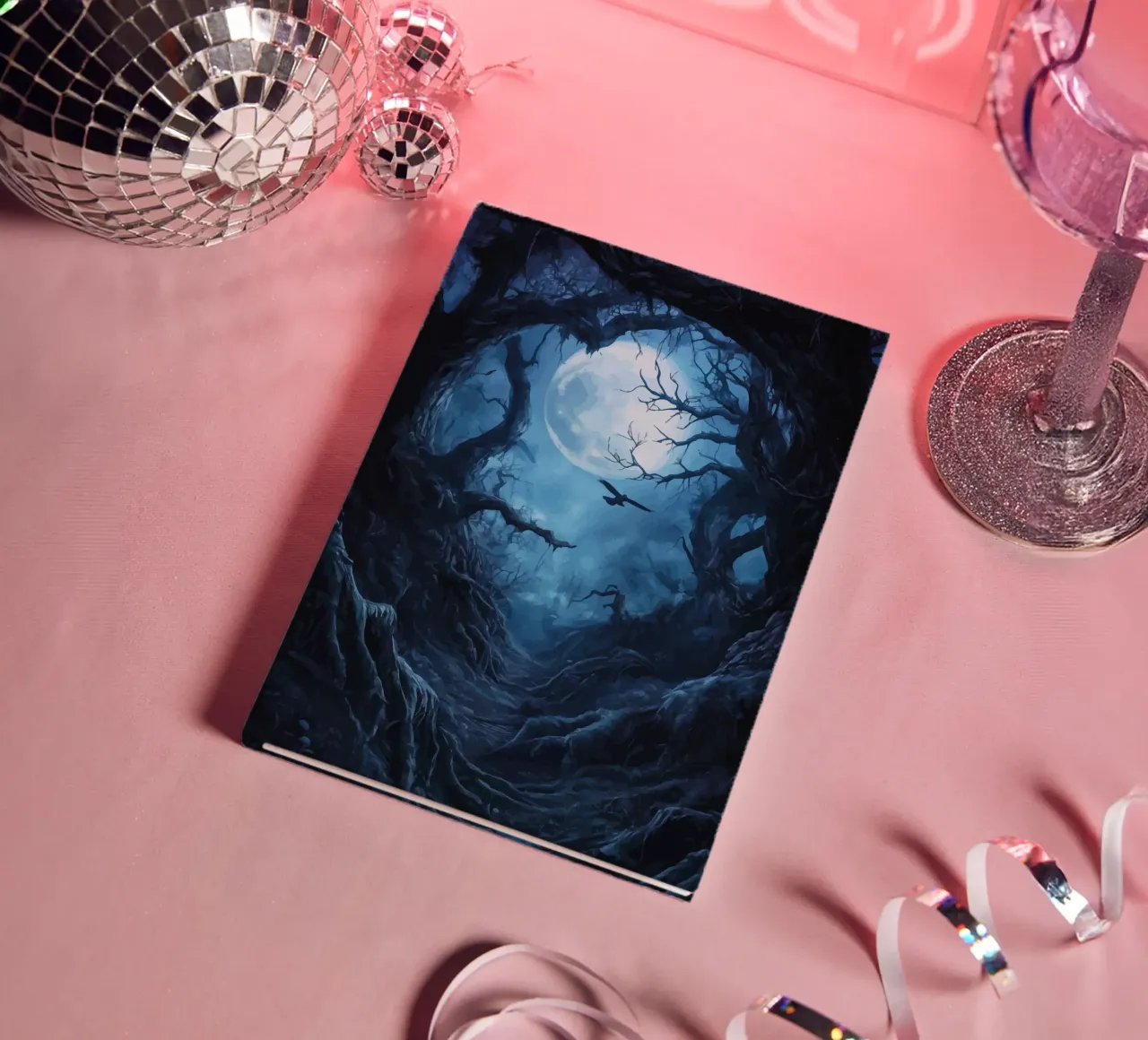 Path in the dark moonlit forest notebook by pixelbull - medieval art and more