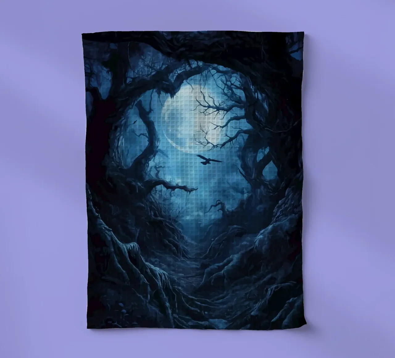 Sentier dans la sombre forêt lunaire torchon de pixelbull - medieval art and more