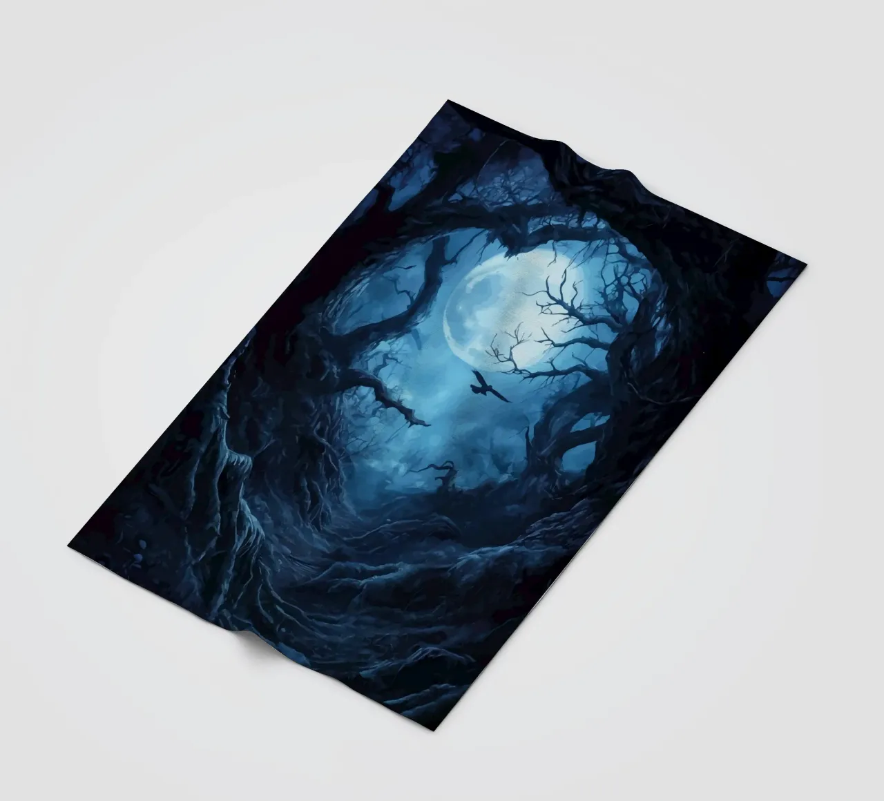 Path in the dark moonlit forest fleece blanket by pixelbull - medieval art and more