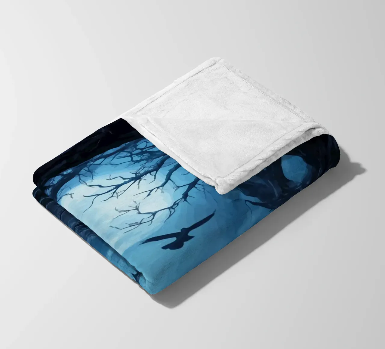 Path in the dark moonlit forest fleece blanket by pixelbull - medieval art and more