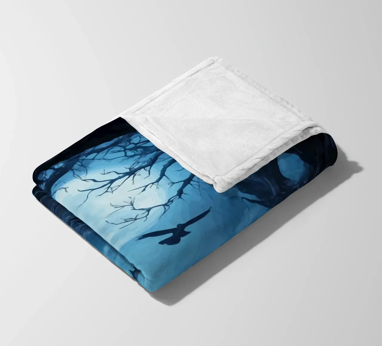 Path in the dark moonlit forest fleece blanket by pixelbull - medieval art and more