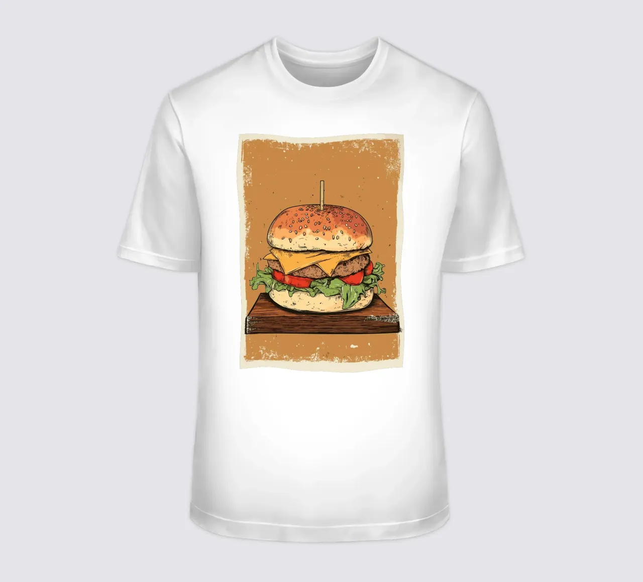 Vintage Cheeseburger auf Holzbrett t-shirt da pixelbull - medieval art and more