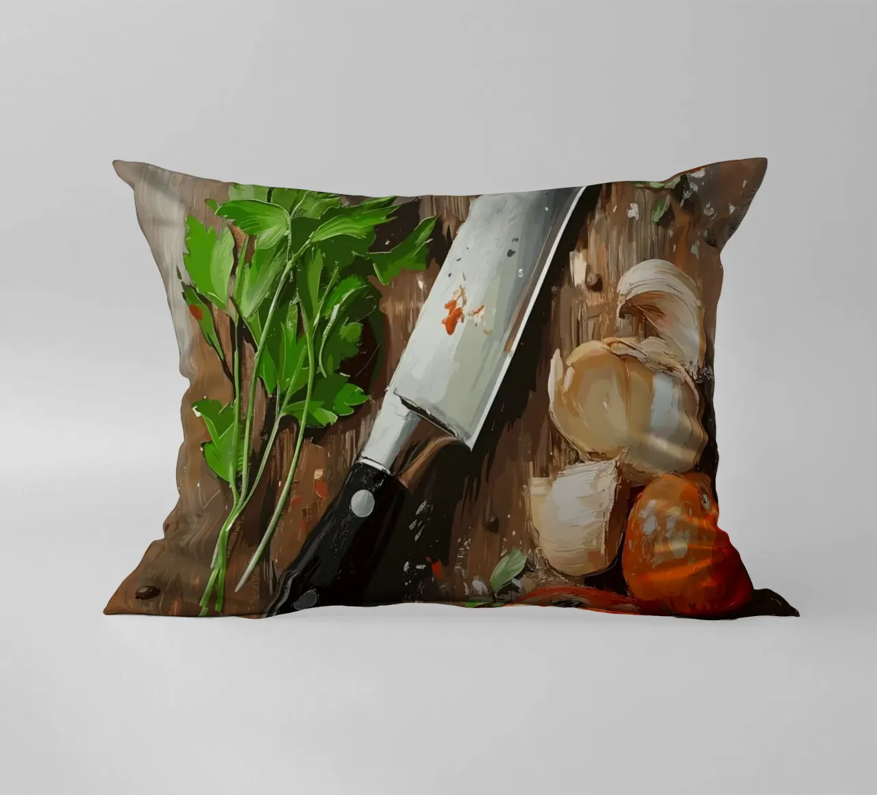 Natura morta in cucina con erbe e coltello cuscino da pixelbull - medieval art and more