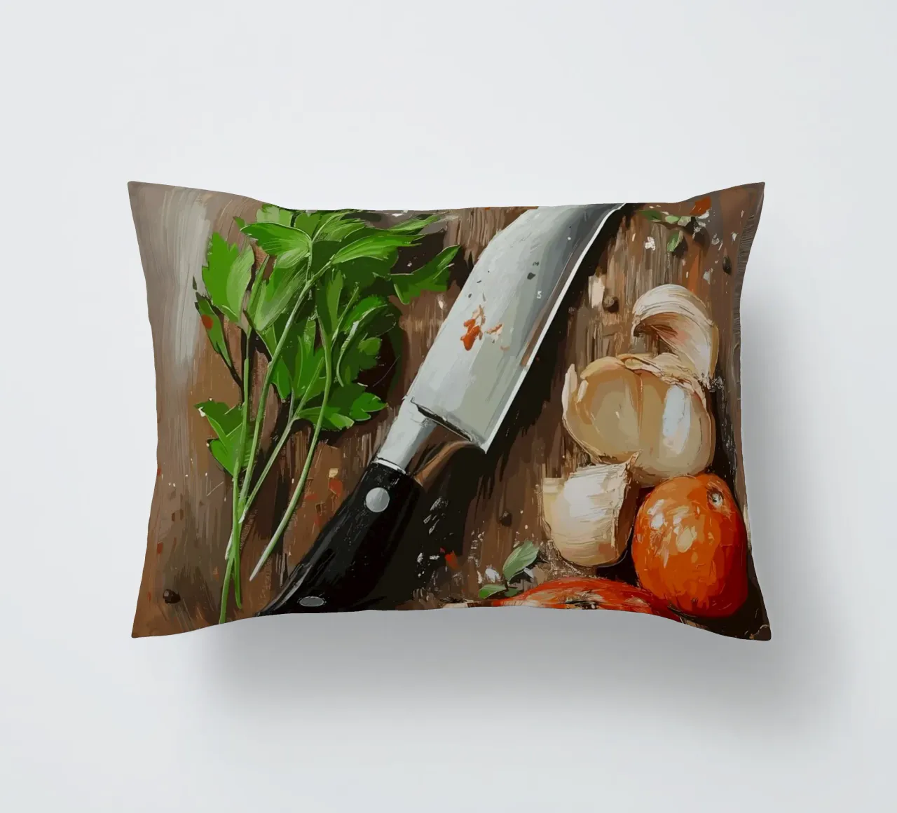 Natura morta in cucina con erbe e coltello cuscino da pixelbull - medieval art and more