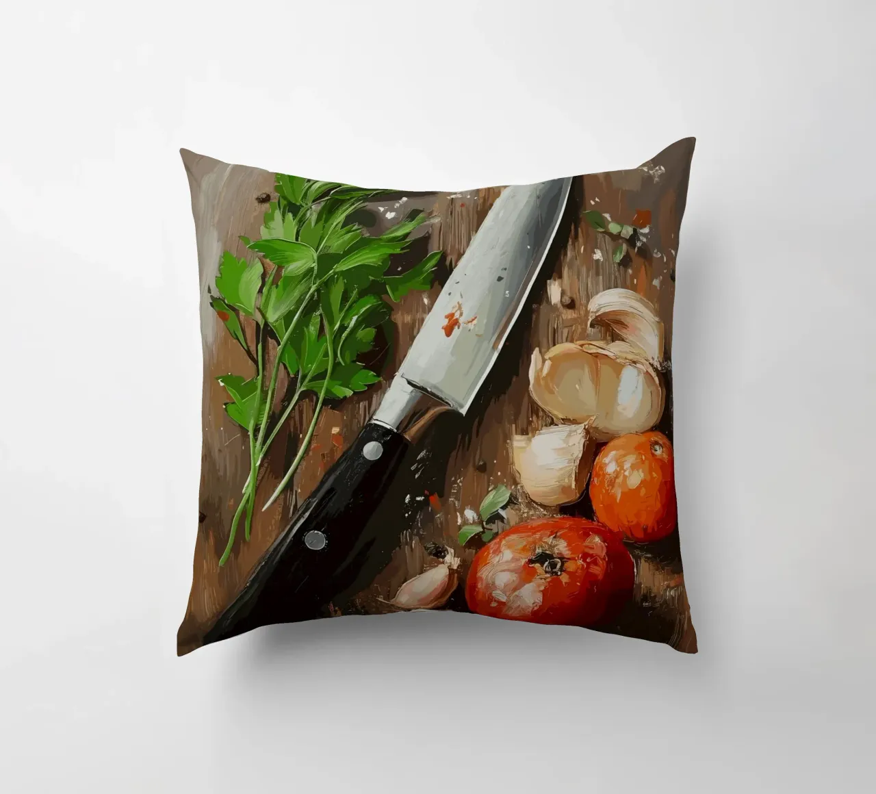 Natura morta in cucina con erbe e coltello cuscino da pixelbull - medieval art and more