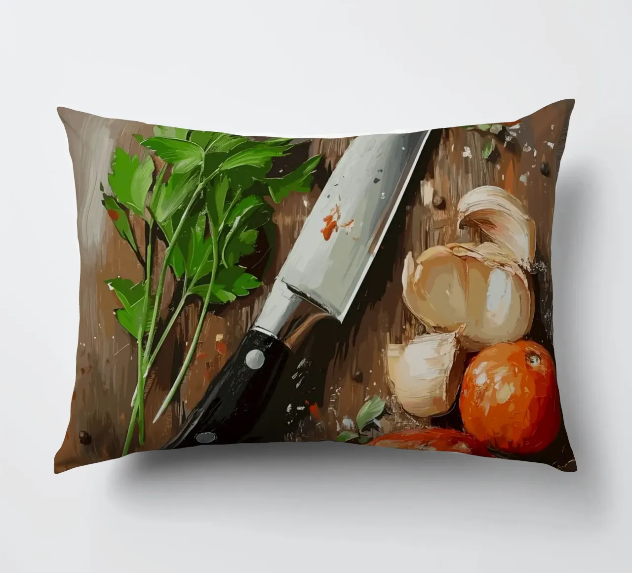 Natura morta in cucina con erbe e coltello cuscino da pixelbull - medieval art and more