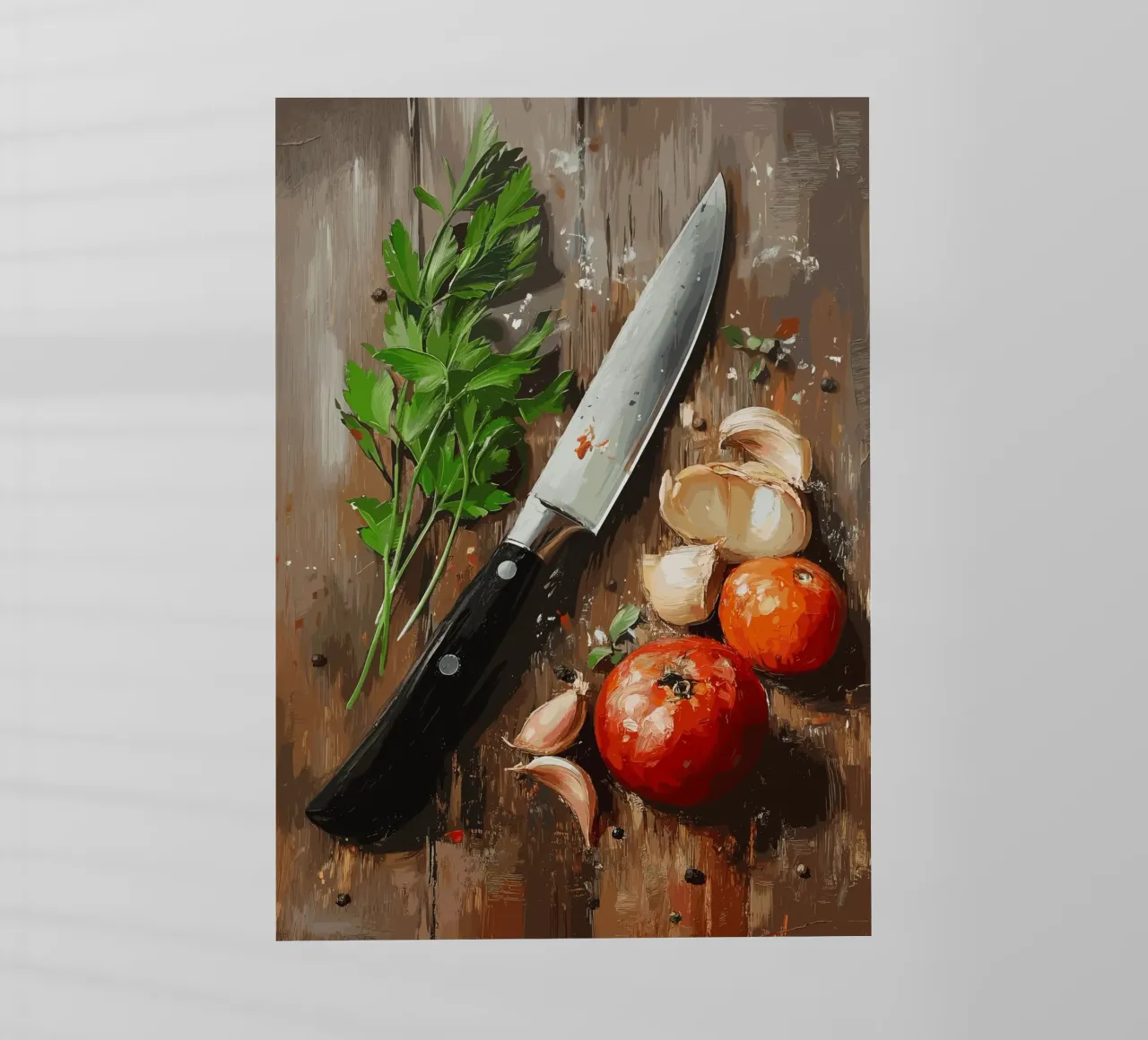 Natura morta in cucina con erbe e coltello pellicola backlit da pixelbull - medieval art and more
