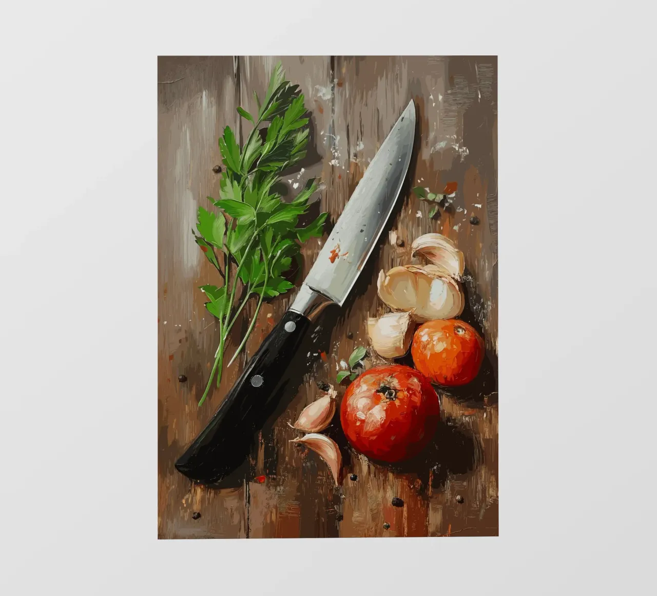 Natura morta in cucina con erbe e coltello pellicola backlit da pixelbull - medieval art and more