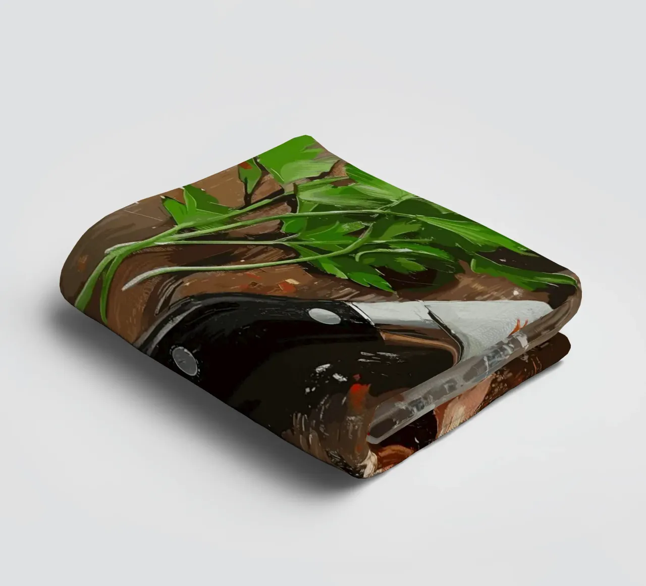 Natura morta in cucina con erbe e coltello asciugamano da bagno da pixelbull - medieval art and more